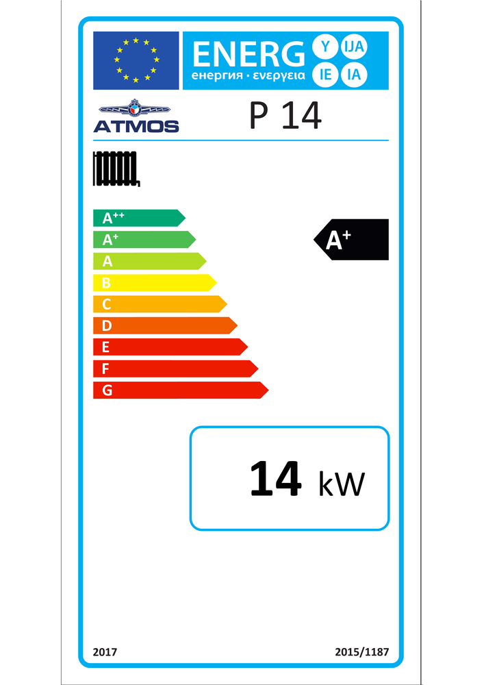 Atmos Pelletheizungsanlage P4 Pelletheizung 14 kW Pufferspeicher PAW 500 Liter