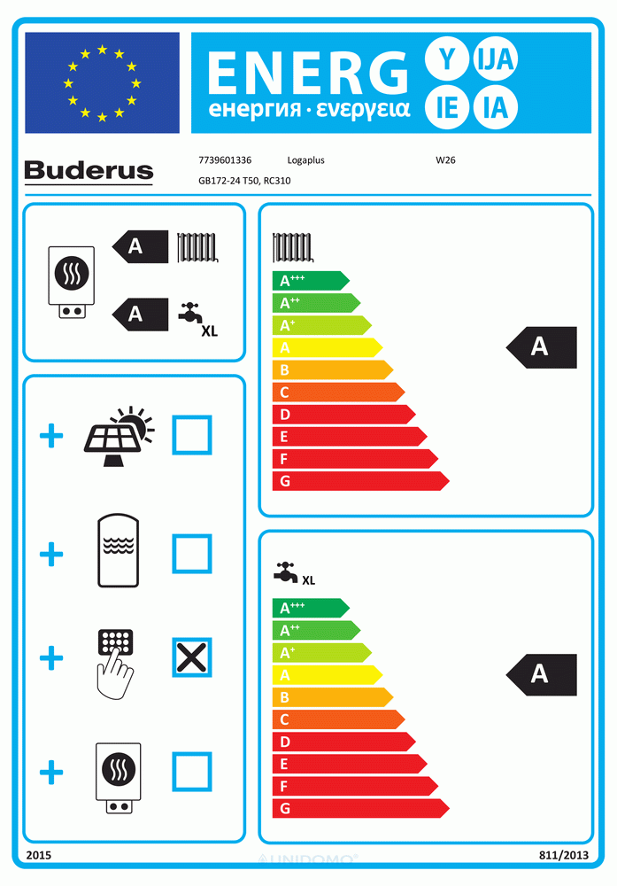 Buderus GB-172 24 kW T50 Gasheizung mit integriertem 48 Liter Warmwasserspeicher