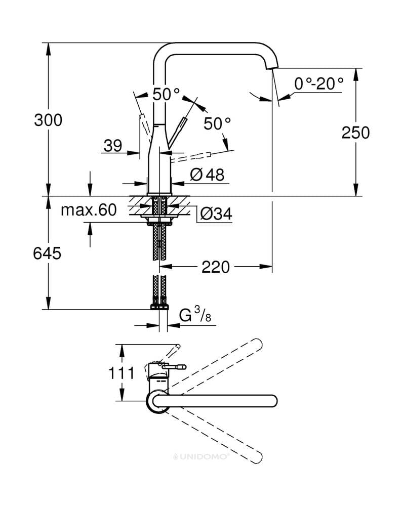 Grohe Küchenarmatur Essence hoher Auslauf supersteel