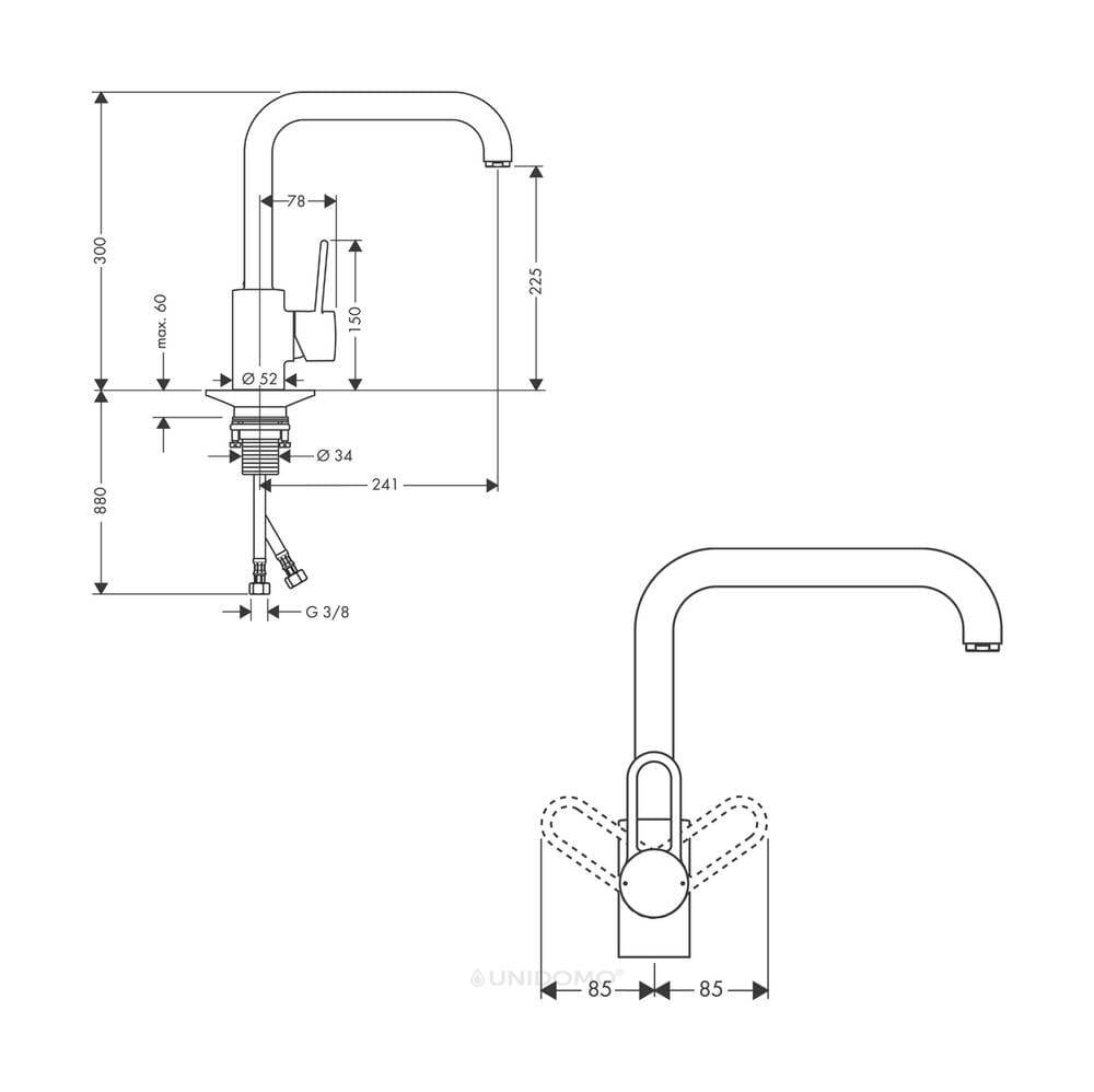 Hansgrohe Spültischmischer / Küchenarmatur Axor Uno