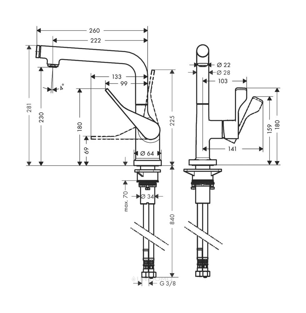 Hansgrohe Axor Citterio Einhebel-Küchenmischer