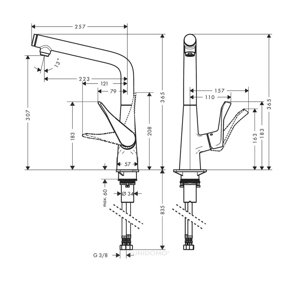 Hansgrohe Spültischmischer Metris Select Schwenkauslauf chrom