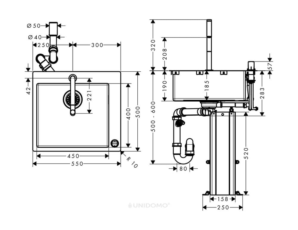 Hansgrohe Edelstahl Küchenspüle Spülencombi 450 edelstahl-optik C71-F450-06 ST