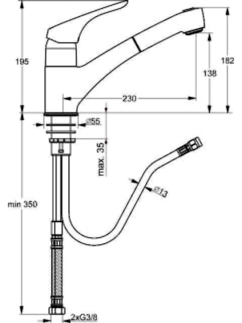 Ideal Standard Küchenarmatur CERASPRINT NEU mit herausziehbarer Handbrause
