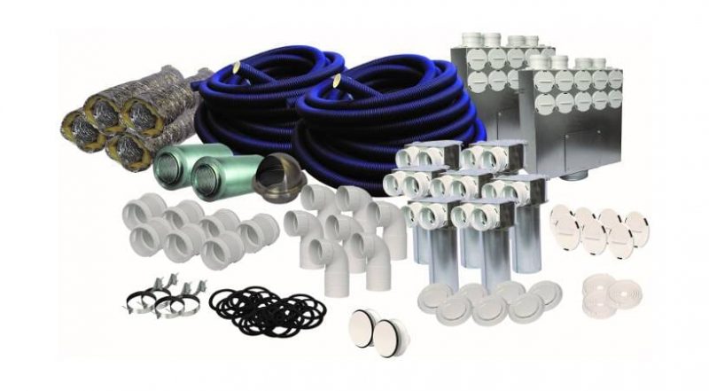 Luftverteilersystem Blauberg Kit BlauFast 75/80 für ca. 80 m² Wohnfläche